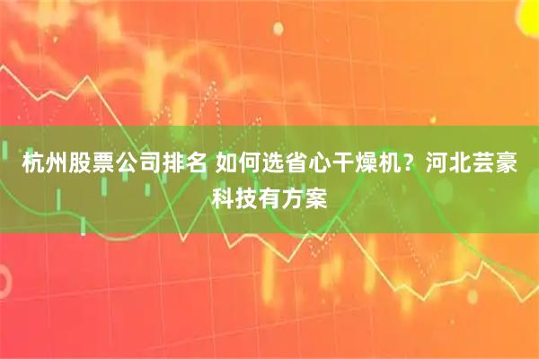 杭州股票公司排名 如何选省心干燥机？河北芸豪科技有方案